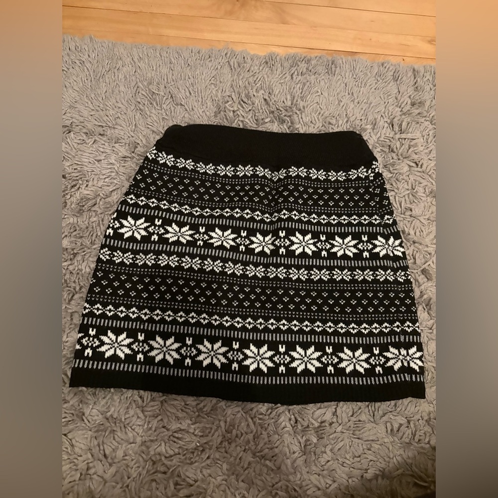 Sweater Project Black and White Knit Mini Skirt
